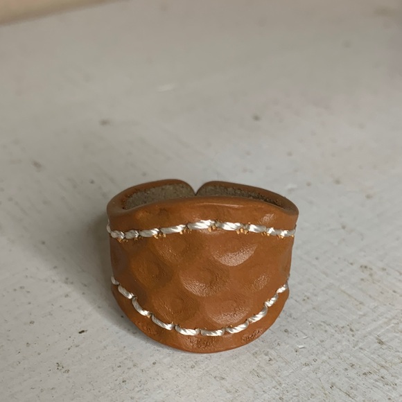 None Accessories - Western Faux Leather Scarf Ring NEW